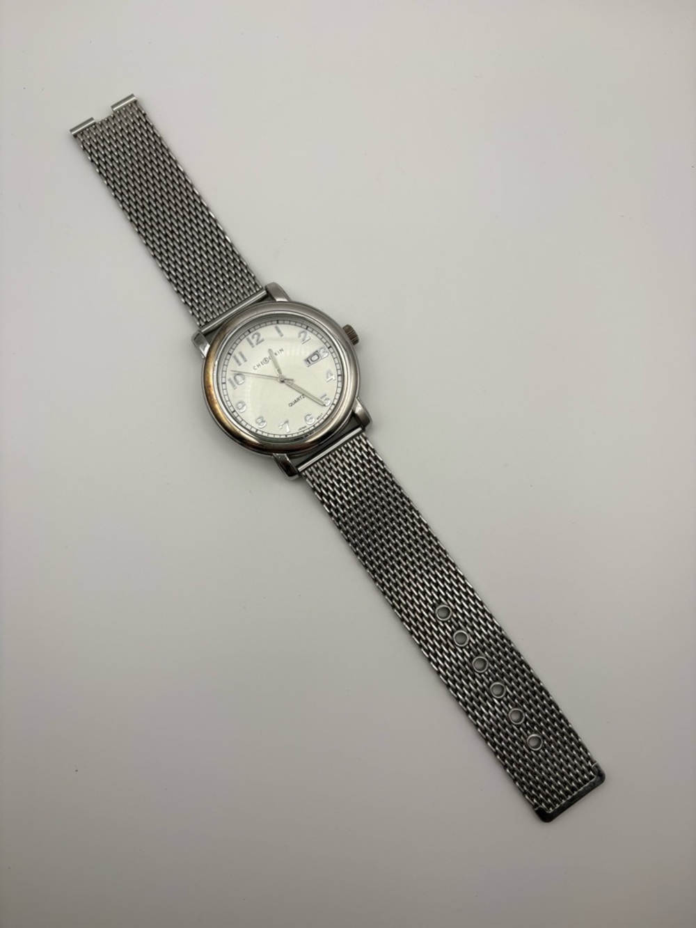 Chereskin Oversized Silver Men’s Watch Mesh Band New Battery (Read Full Listing)